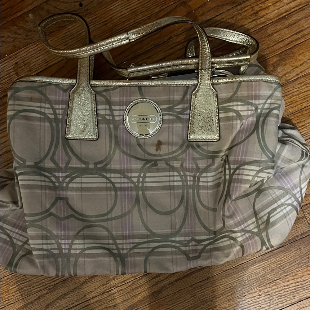 Coach Metallic Gold and Tan Tote Bag Vintage